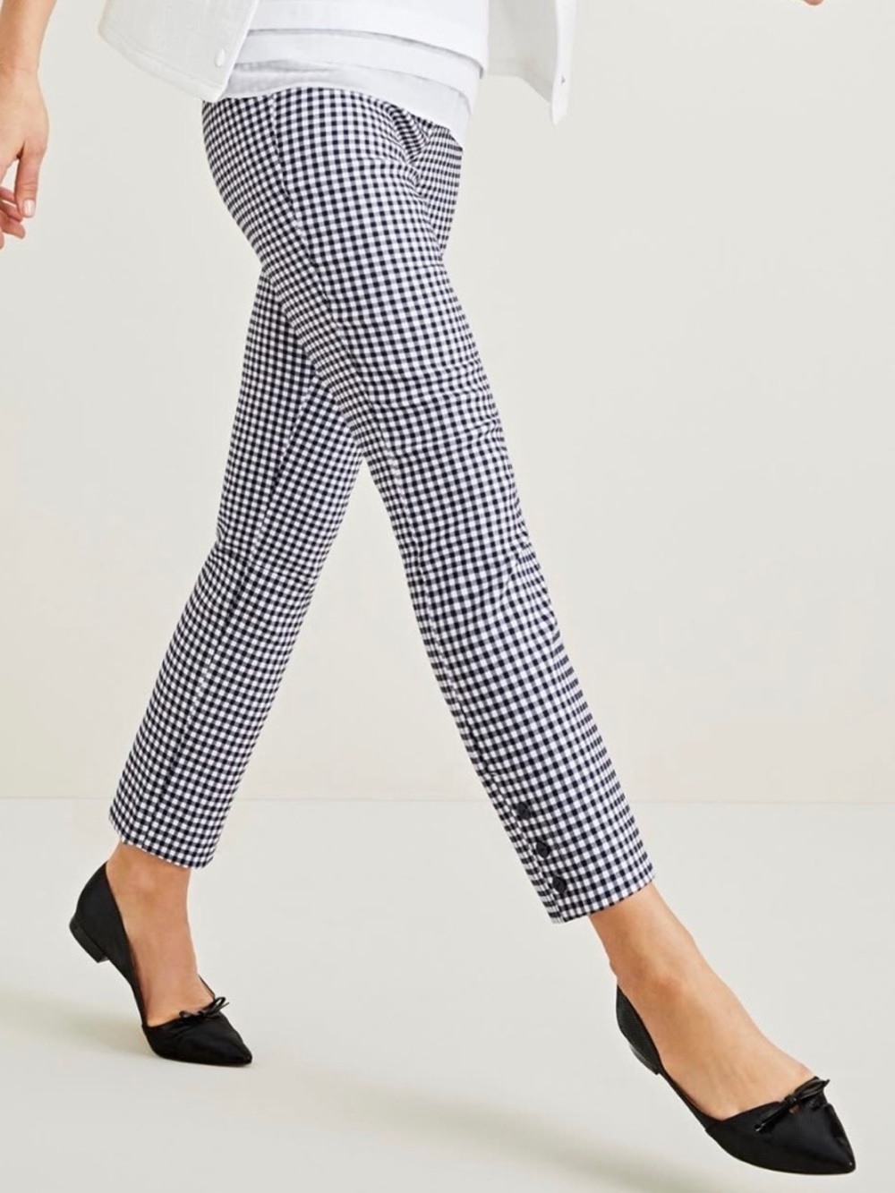 Chico's 2 ‘Perfect Stretch Josie Ankle’ Gingham Dress Pull-on Pants Sz L 12/14